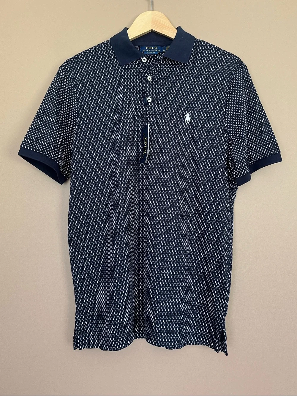 {Polo Ralph Lauren} Classic Fit Short Sleeve Polo Shirt in Navy with White Print